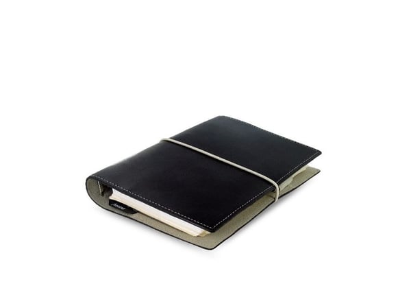 Filofax Domino Personal, tekonahka, mokkanahka, musta, 5 taskua, 133 mm, 35 mm, 190 mm