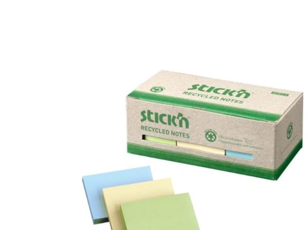 Notesblok 38x51mm 100 Blad Assorterat 12 Pakke 100 % Genbrugt