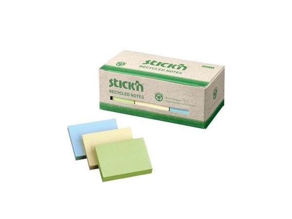 Notesblok 38x51mm 100 Blad Assorterat 12 Pakke 100 % Genbrugt
