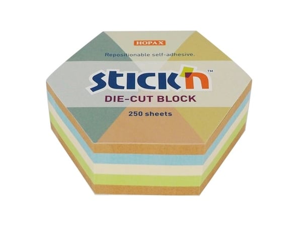 Noteskub 67x67 250 Blad Sekskant Assorterat