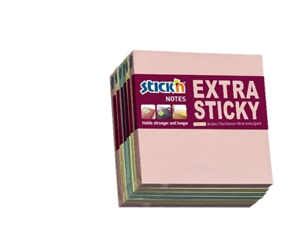 Notisblokke Extra Sticky Multipakke 6 st 76x76 90 Blad Pastell