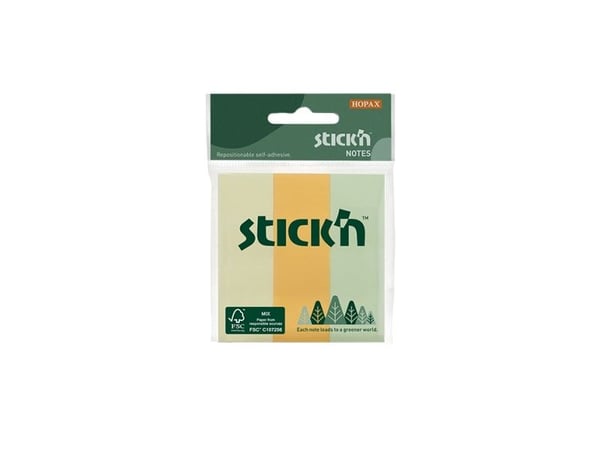Miljø Notisblok FSC 76x25mm Assorterad 3 Blokk