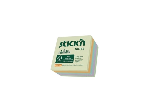 Ympäristö Muistilehtiö 250 arkkia 51x51mm Valikoima 5 väriä