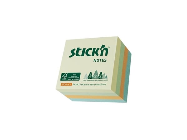 Miljø Notisblok FSC 400 ark 76x76mm Assorterad 4 Farver