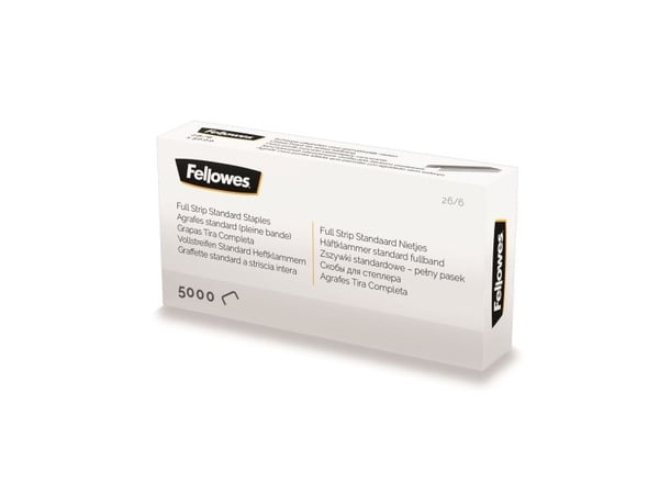 Fellowes 5117501, Niittipakkaus, 26/6, Kiinnitys, 5000 niitit, Hopea, Paperi