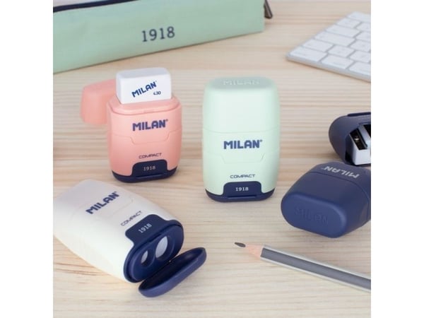 MILAN Compact 1918 Double Pencil Teroitin ja Eraser 16 kpl näyttö