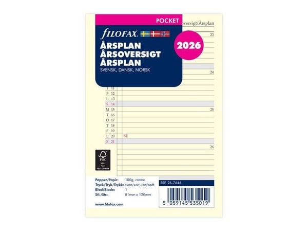 Vuosisuunnitelma Pocket 2026 ruotsi/tanska/norja