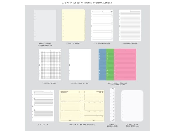 Filofax-järjestelmän kalenterit Domino Soft A5 Seagrass -seinäruoho