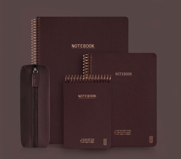 KOZO anteckningsbok A4 Premium Coffee – (6 st.)