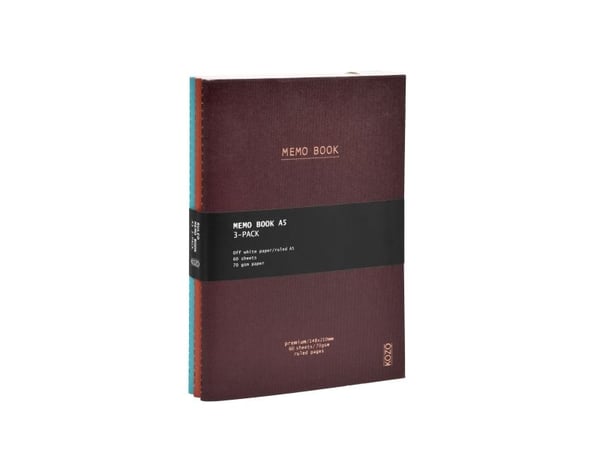 KOZO Notesbog A5 3 Pakke Coffee Bric Steel Blue