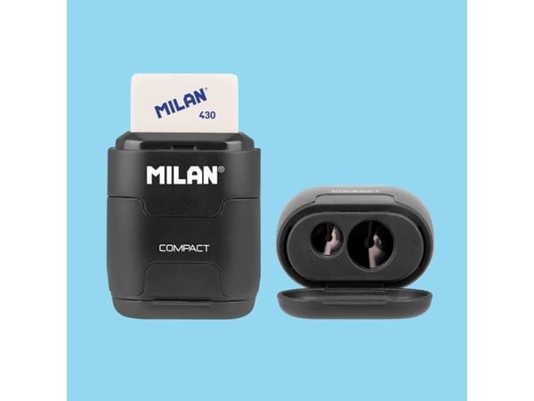 MILAN Shadow Compact Dobbel Blyantspidser og Viskelæder Display 16 stk