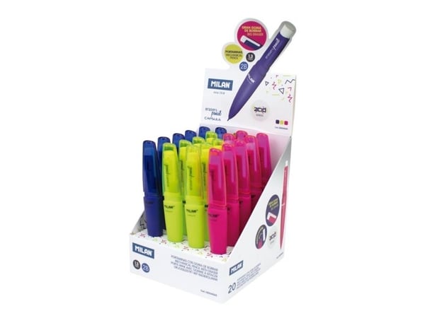 Milan 18504920, Flerfarget, Plast, Grå, 2B, 1,3 mm, Uttrekkbar
