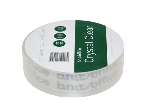 Kristalklar Tape 33m x 15mm PP - (10 stk.)