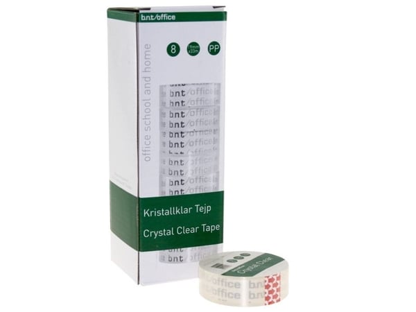 Kristalklar Tape 33m x 19mm PP - (8 stk.)