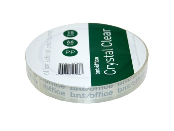 Kristalklar Tape 66m x 15mm PP - (10 stk.)