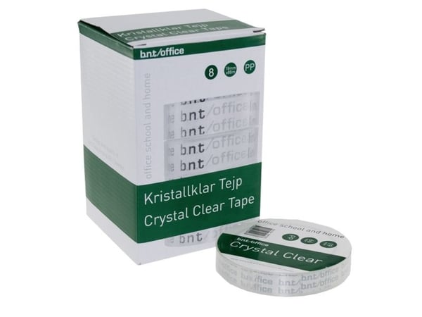 Kristalklar Tape 66m x 19mm PP - (8 stk.)