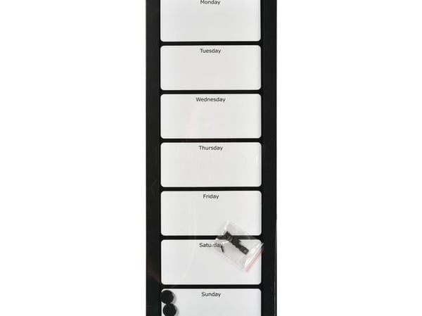 Ugeplantavle Whiteboard 20x60cm Engelsk Tekst