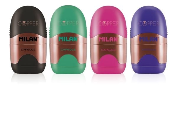 Milan 4717112, Manuell blyantspisser, Svart, Grønn, Lilac, Rosa, Kopper, Stål, 150 mm, 68 mm