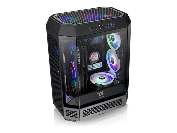 Thermaltake The Tower 600 - Mid tower - ATX - sidepanel med vindu (herdet glass) - ingen strømforsyning (PS/2) - svart - USB/lyd