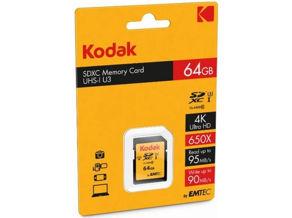 Kodak - Flashminnekort - 64 GB - UHS Class 3 / Class10 - 650x - SDXC UHS-I