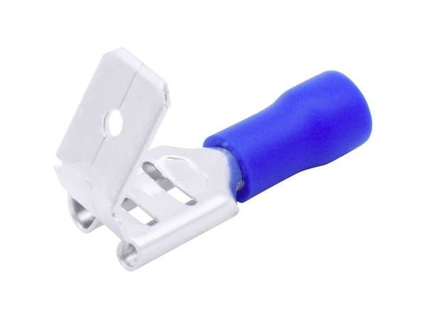 TRU COMPONENTS T1904C047 Fladstikholdere sortiment Med forgrening Stikbredde: 6.30 mm Stiktykkelse: 0.80 mm 180 ° Delvist isoleret Blå 25 stk