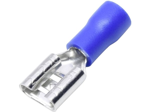 TRU COMPONENTS T1904C107 Fladstikholdere sortiment Stikbredde: 4,80 mm Stiktykkelse: 0,80 mm 180 ° Delvist isoleret Blå 25 stk