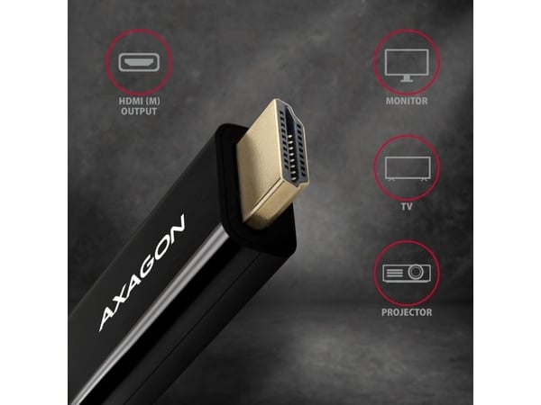 AXAGON RVD-HI14C2 DisplayPort-HDMI-sovitinkaapeli, 4K/30 Hz, 180 cm pitkä - musta