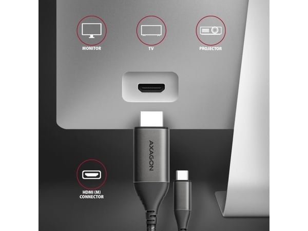 AXAGON RVC-HI2MC - Video adapter - USB-C hann til HDMI hann - 1.8 m - svart - 4 K 60 Hz (4096 x 2160) støtte, aktiv omformer
