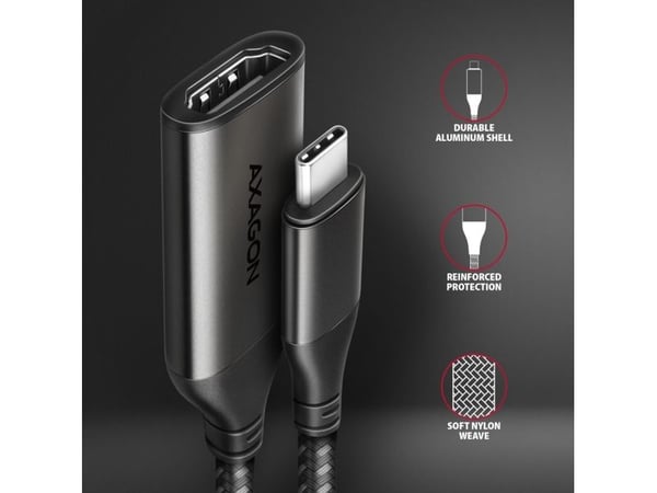 Axagon RVC-HI2M, 0,25 m, USB Type-C, HDMI, Uros, Naaras, Suora