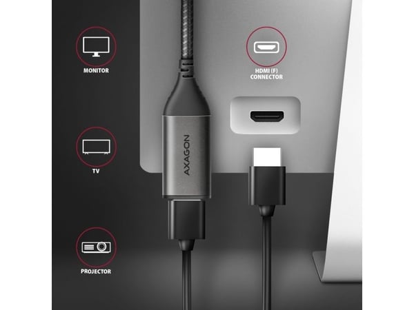 Axagon RVC-HI2M, 0,25 m, USB Type-C, HDMI, Uros, Naaras, Suora