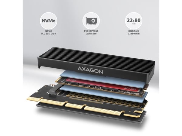 AXAGON PCEM2-XS - Diskkontroller - M.2 - M.2 NVMe Card - PCIe 5.0 x16
