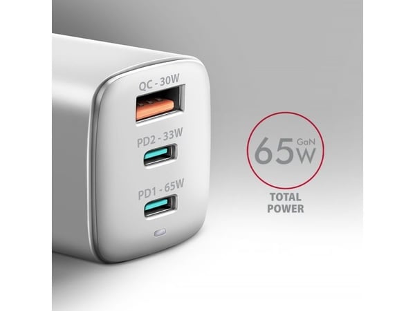 AXAGON ACU-DPQ65W - Strømadapter - 65 watt - 1.5 A - PD 2.0, PD 3.0, QC 2.0, QC 3.0, QC 4.0+, Huawei Fast Charge, SCP, PD/PPS, AFC, SFC, SFC 2.0, P...