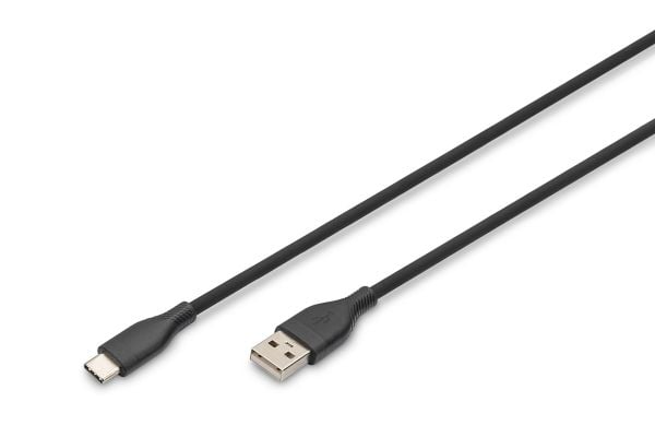 DIGITUS USB-C Silicone charging cable USB-A - USB-C 1m USB 2.0 60W black