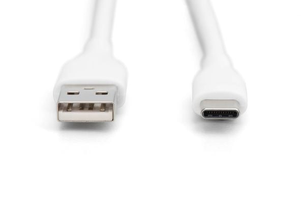 DIGITUS - USB-kabel - USB (hann) til USB-C (hann) - USB 2.0 - 1 m - hvit