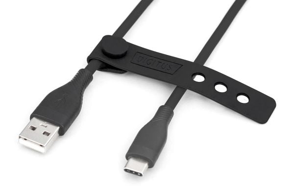 DIGITUS USB-C Silicone charging cable USB-A - USB-C 2m USB 2.0 60W black