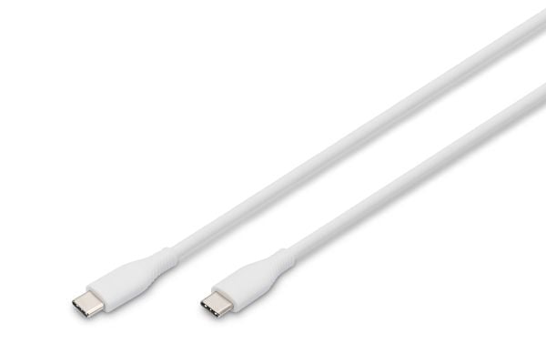 DIGITUS - USB-kabel - USB-C (hann) til USB-C (hann) - USB 2.0 - 20 V - 3 A - 2 m - formstøpt, USB Power Delivery (60W) - hvit