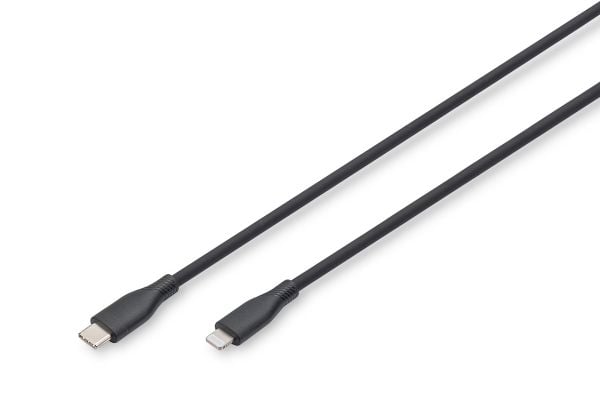 ASSMANN - Lightning-kabel - USB-C hann til Lightning hann - 50 cm - enkeltskjermet - MFI-sertifisert - svart