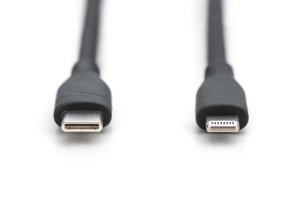 ASSMANN - Lightning-kabel - USB-C hann til Lightning hann - 1 m - enkeltskjermet - MFI-sertifisert - svart
