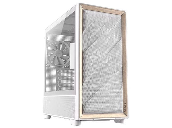 Antec FLUX - Mid tower - utökad ATX - genomskinlig sidopanel (härdat glas) - ingen strömförsörjning (ATX) - vit - USB/ljud