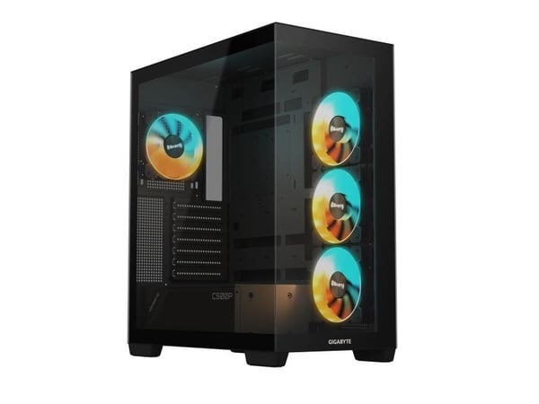 Gigabyte C500 PANORAMIC STEALTH - Mid tower - ATX - sidepanel med vindu (herdet glass) - ingen strømforsyning (ATX) - svart - USB/lyd