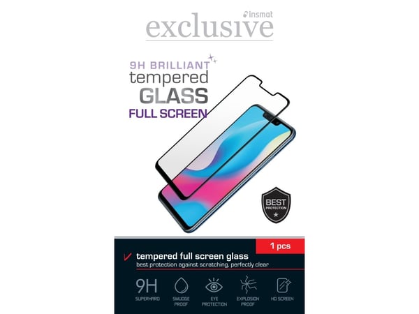 Insmat Exclusive - Skärmskydd för mobiltelefon - helskärm, 9H Brilliant - 2.5D - glas - ramfärg svart - för Motorola Moto G75