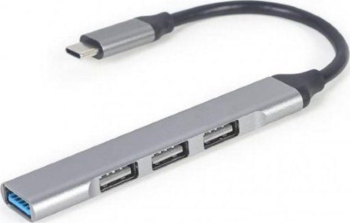 Gembird - Hub - USB Type-C, silver - 1 x USB 3.1 + 3 x USB 2.0 - stasjonær
