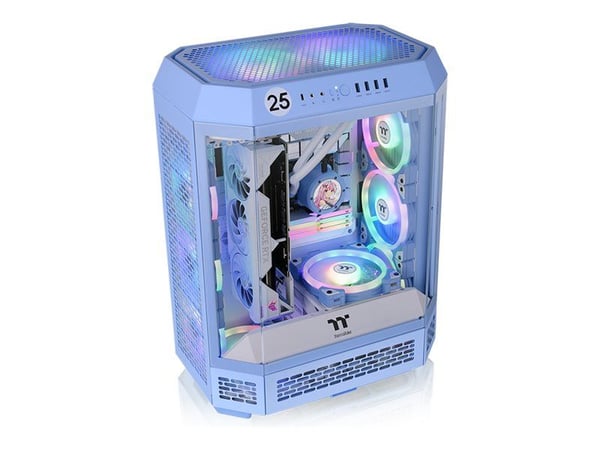 Thermaltake The Tower 600 - Mid tower - ATX - sidepanel med vindu (herdet glass) - ingen strømforsyning (PS/2) - hydrangea blue - USB/lyd