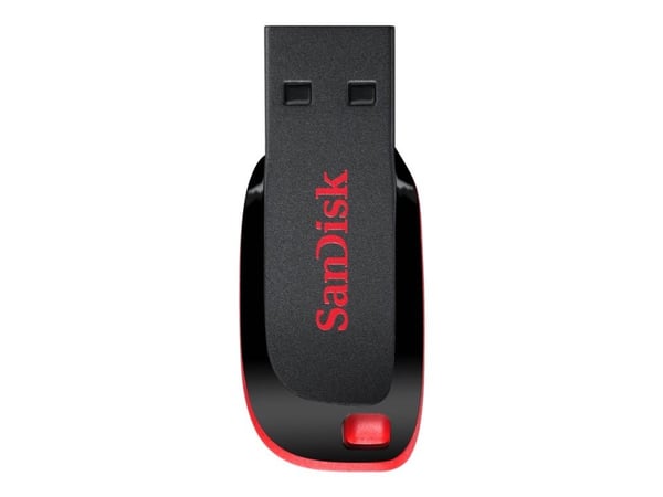 SanDisk Cruzer Blade - USB-flashstasjon - 128 GB - USB - svart, rød