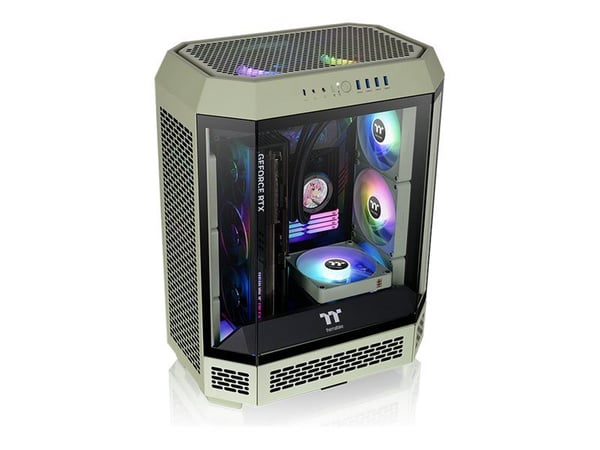 Thermaltake The Tower 600 - Mid tower - ATX - sidepanel med vindu (herdet glass) - ingen strømforsyning (PS/2) - matcha-grønn - USB/lyd