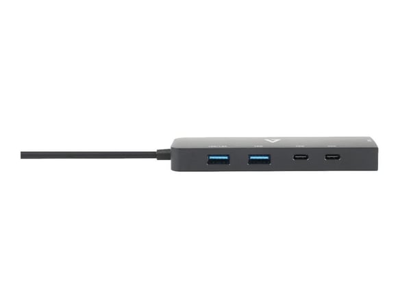 V7 V7UCRJ25GHUB-BLK - Nettverks/USB-adapter - USB-C 3.2 Gen 2 - 2.5GBase-T x 1 + USB 3.2 Gen 2 x 2 + USB-C 3.2 Gen 2 with Power Delivery x 1 - svart