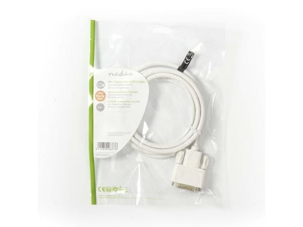 Nedis CCGP37700WT20, 2 m, Mini DisplayPort, DVI-D, Nickel, 1920 x 1080 piksler, Hvit