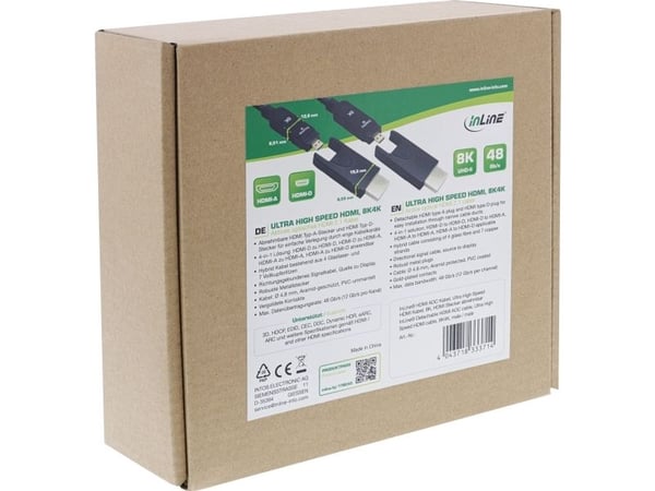 InLine 17915O, 15 m, HDMI Type-A/HDMI Type-D, HDMI Type-A/HDMI Type-D, 3D, 48 Gbit/s, musta