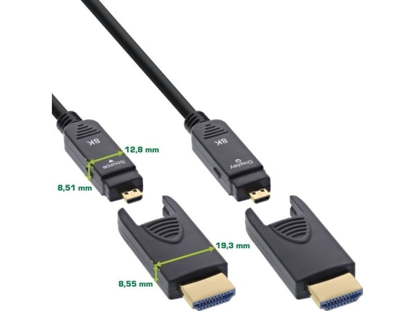InLine 17910O, 10 m, HDMI Typ-A/HDMI Typ-D, HDMI Typ-A/HDMI Typ-D, 3D, 48 Gbit/sek, Sortera