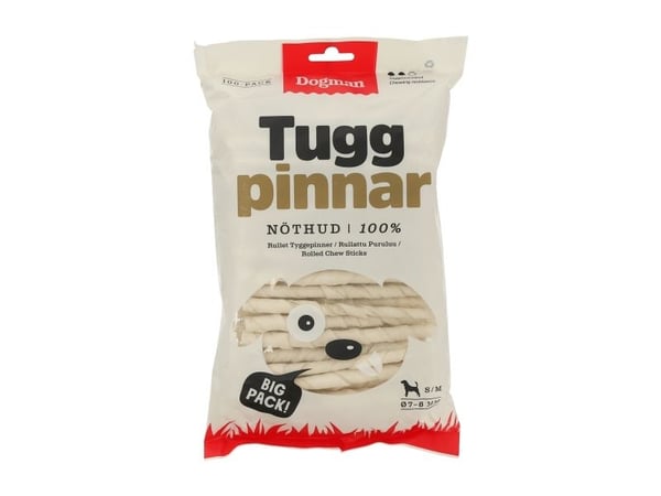 DOGMAN tyggepinner 7-8mm 100-pakning hvit 12,5cm